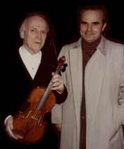 Lord Yehudi Menuhin with his Nagyvary violin, 1985
